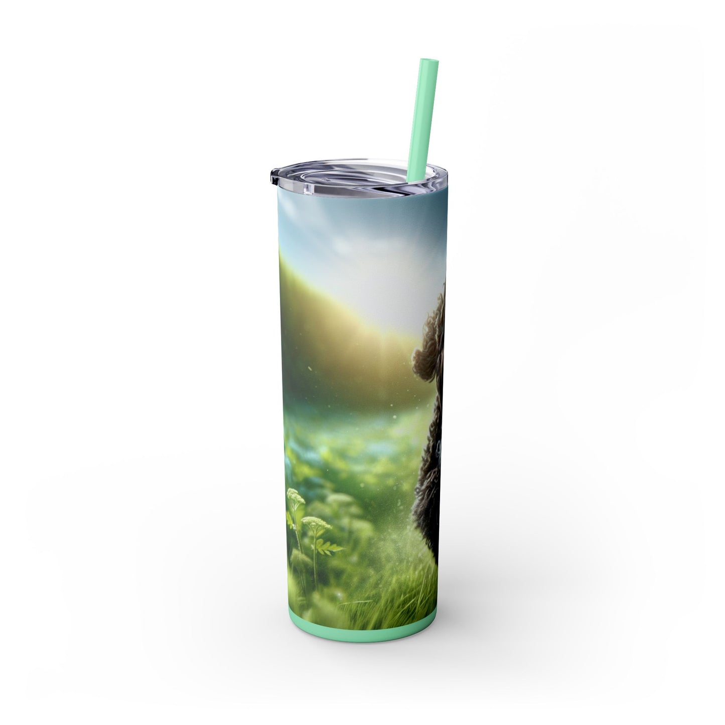 Portuguese Water Dog Skinny Tumbler with Straw, 20oz