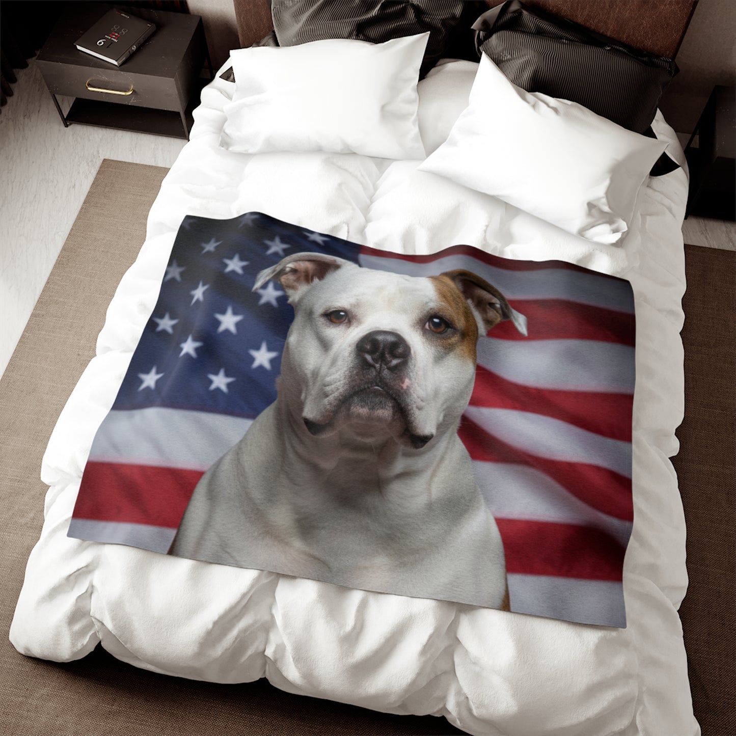 American Bulldog Patriotic Blanket