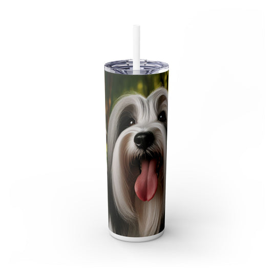 Tibetan Terrier Skinny Tumbler with Straw, 20oz