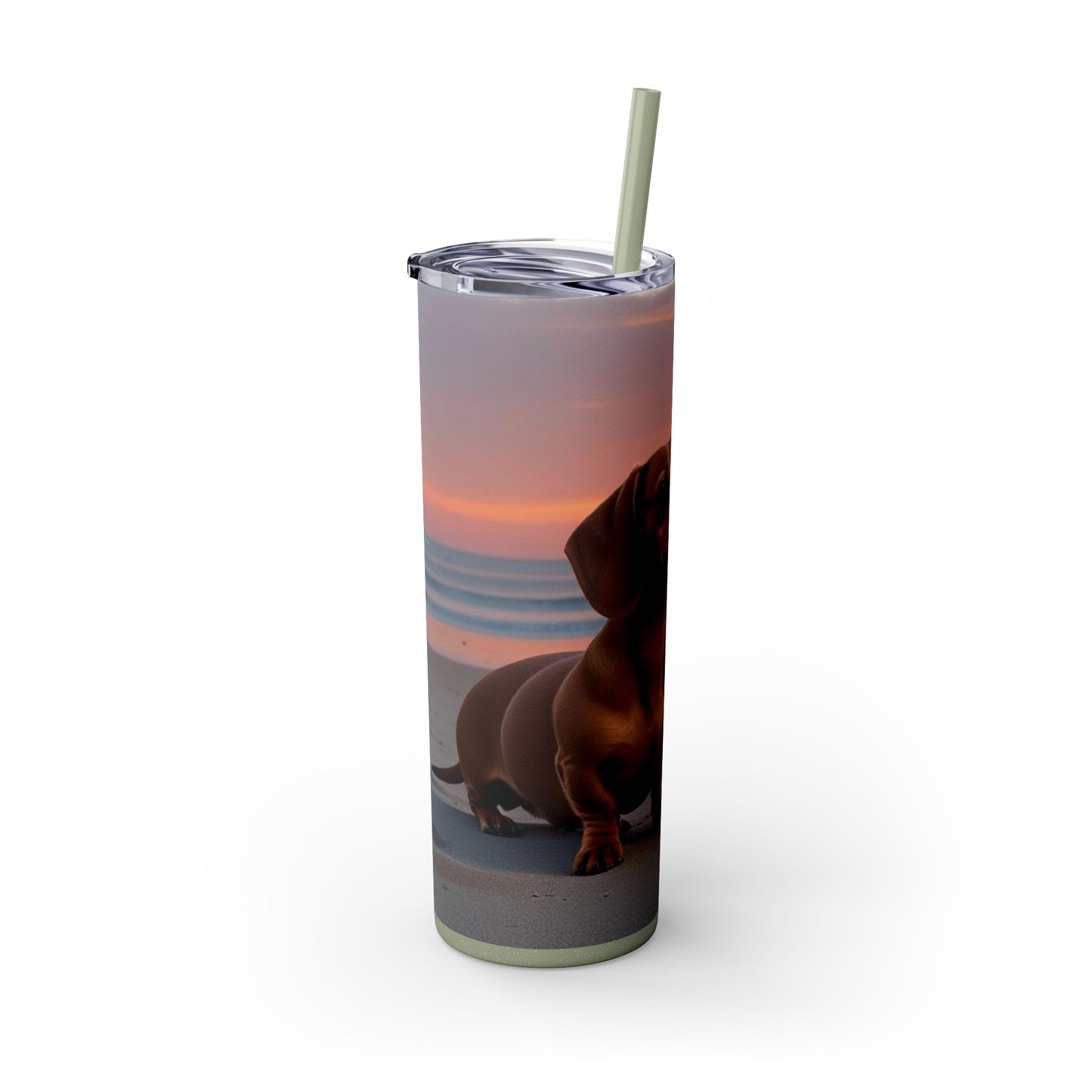 Vaso delgado con pajita Dachshund Love, 20 oz