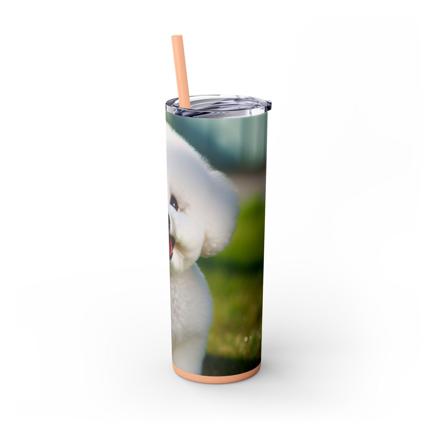 Bichon Frise Skinny Tumbler with Straw, 20oz