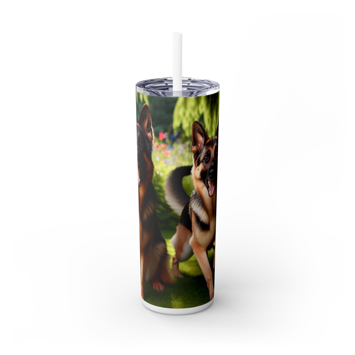 German Shepherd Skinny Tumbler with Straw, 20oz