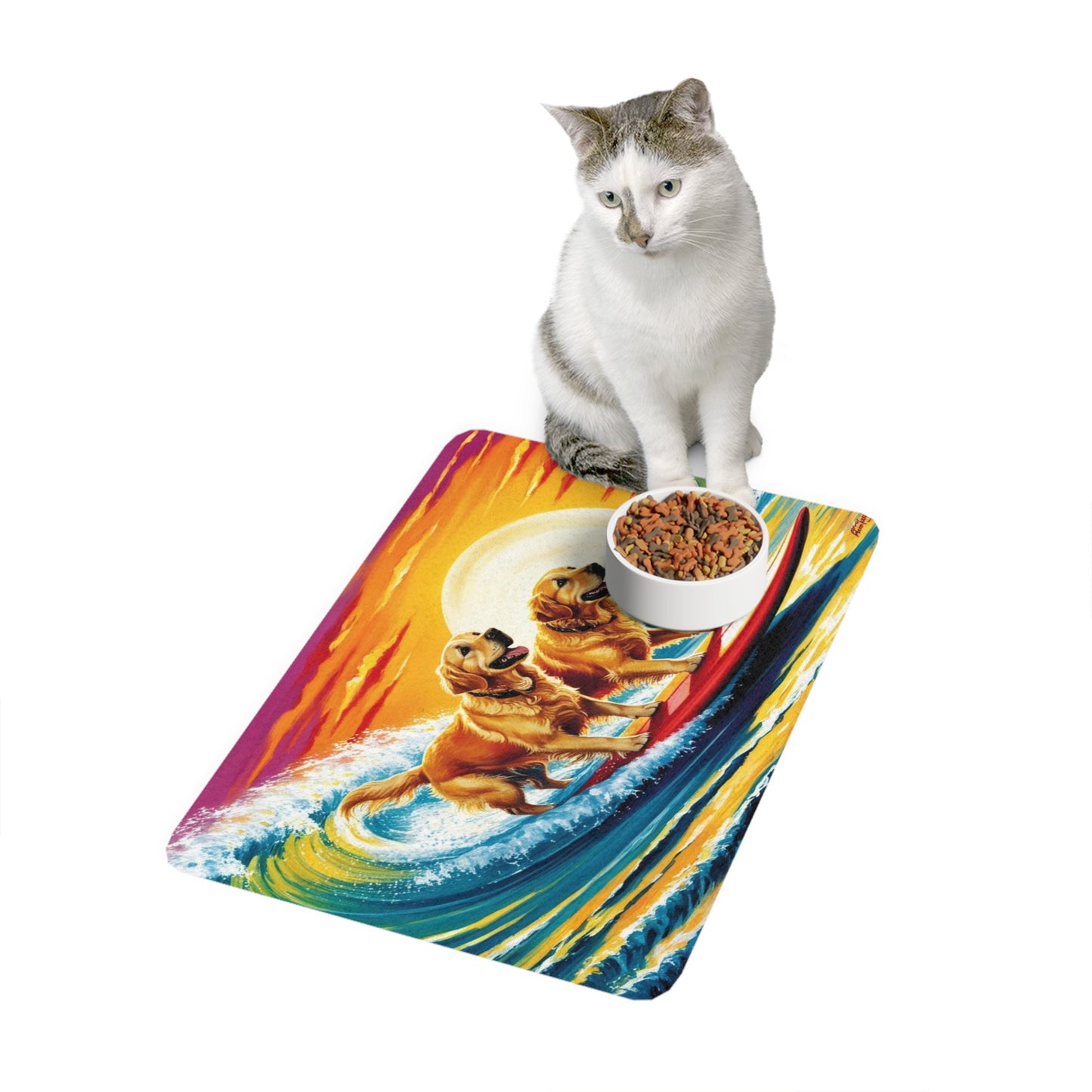 Pet Food Mat (12x18) - Surf Dogs