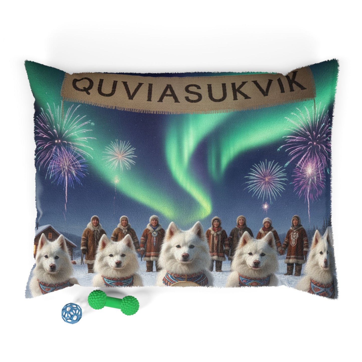 Northern Lights American Eskimo Dogs Pet Bed