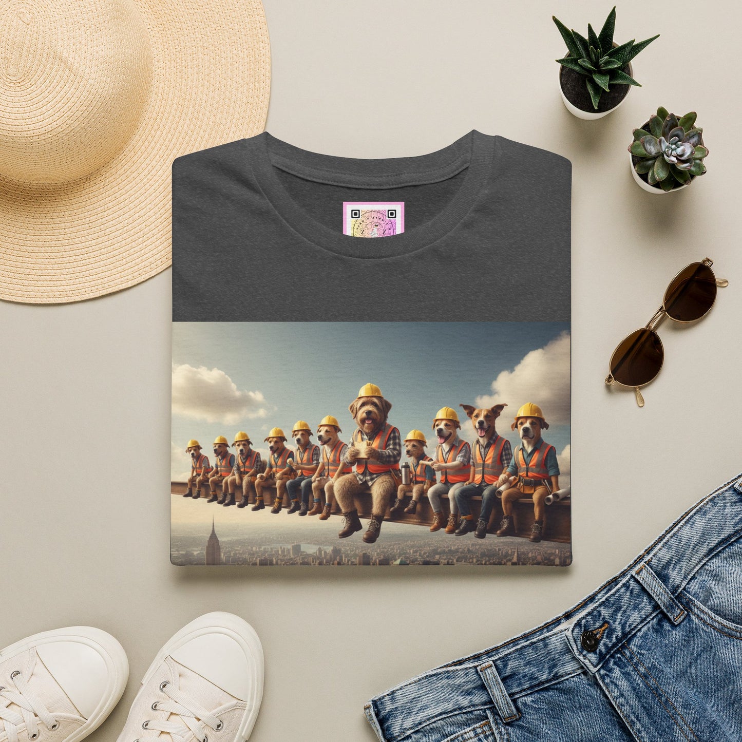 Canine Canvas Collection: Lunch atop a Skyscraper Homage Tee Shirt