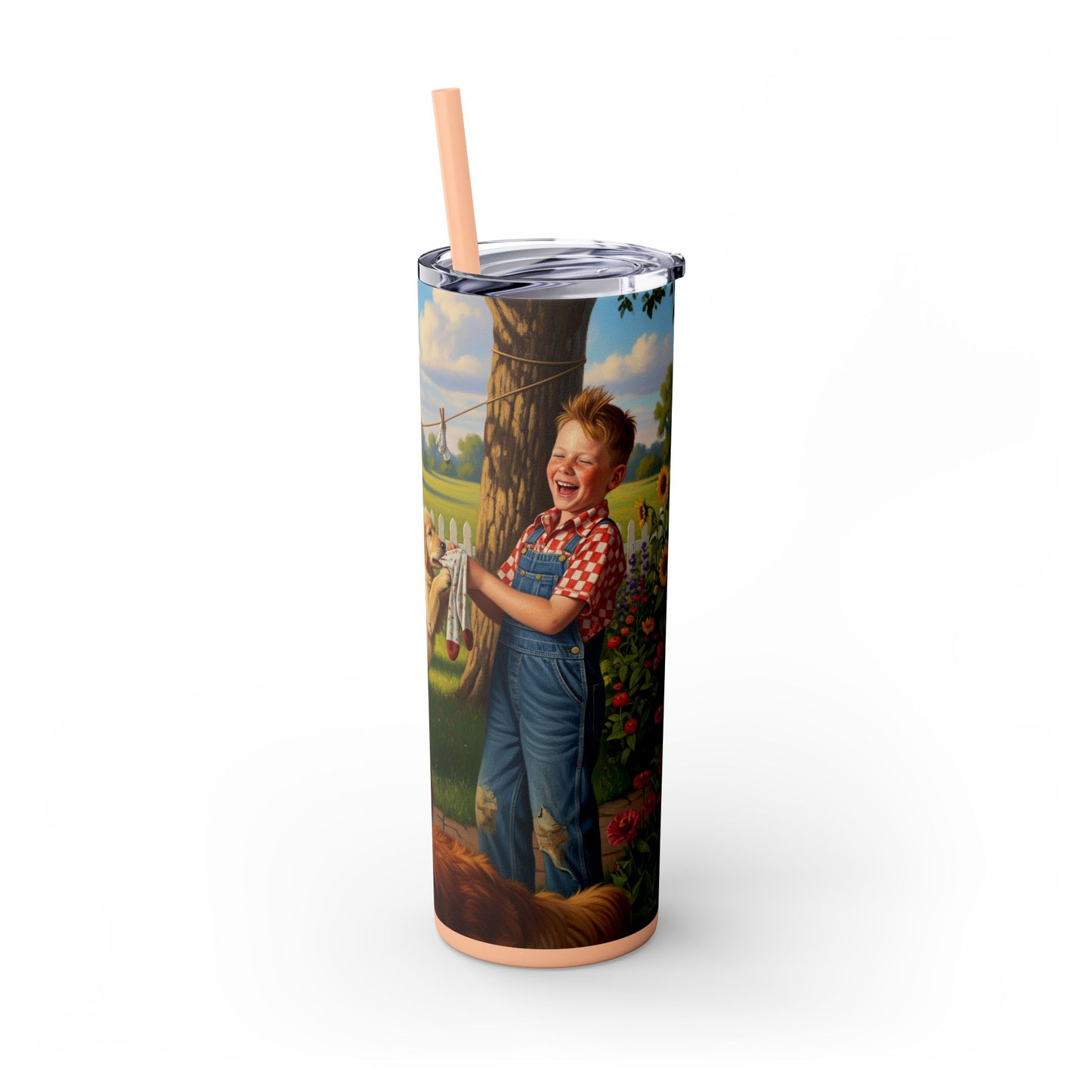 Golden Retriever Skinny Tumbler with Straw, 20oz