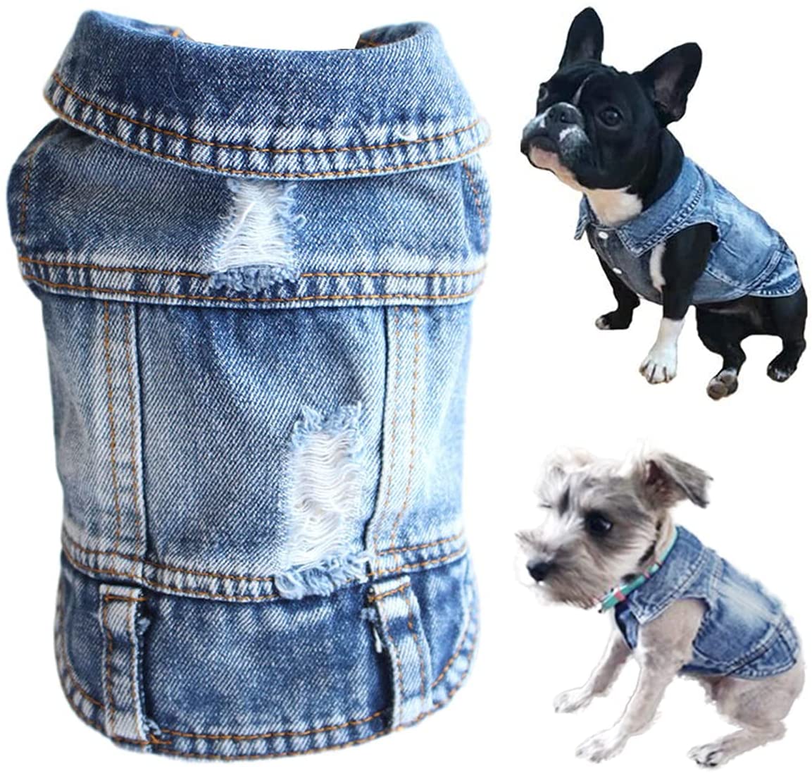 Chaqueta vaquera azul para perro y gato, abrigo y chaleco 