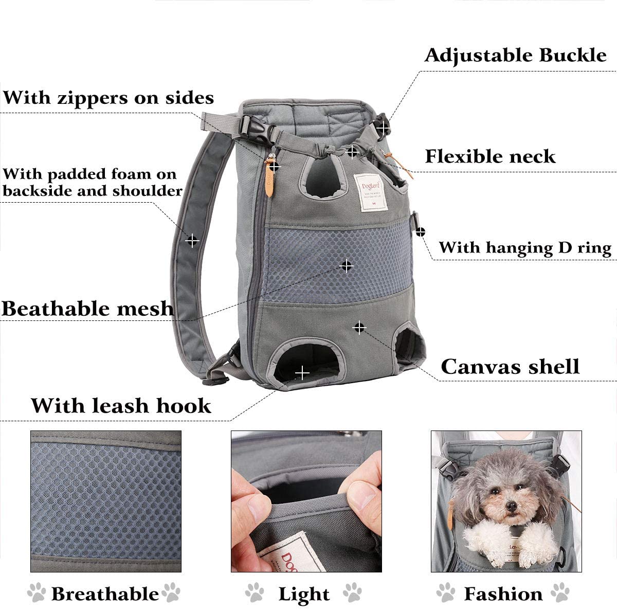 Mochila frontal para transportar perros y gatos