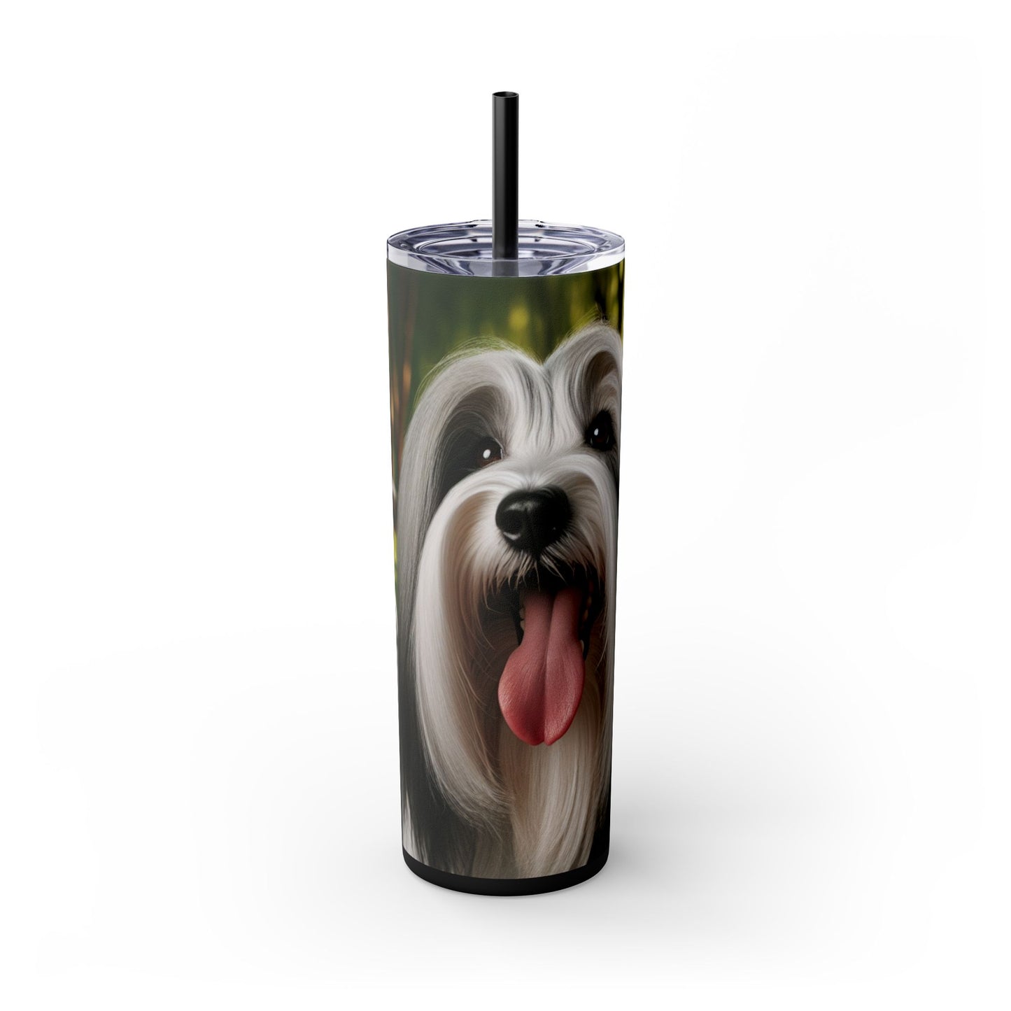 Tibetan Terrier Skinny Tumbler with Straw, 20oz