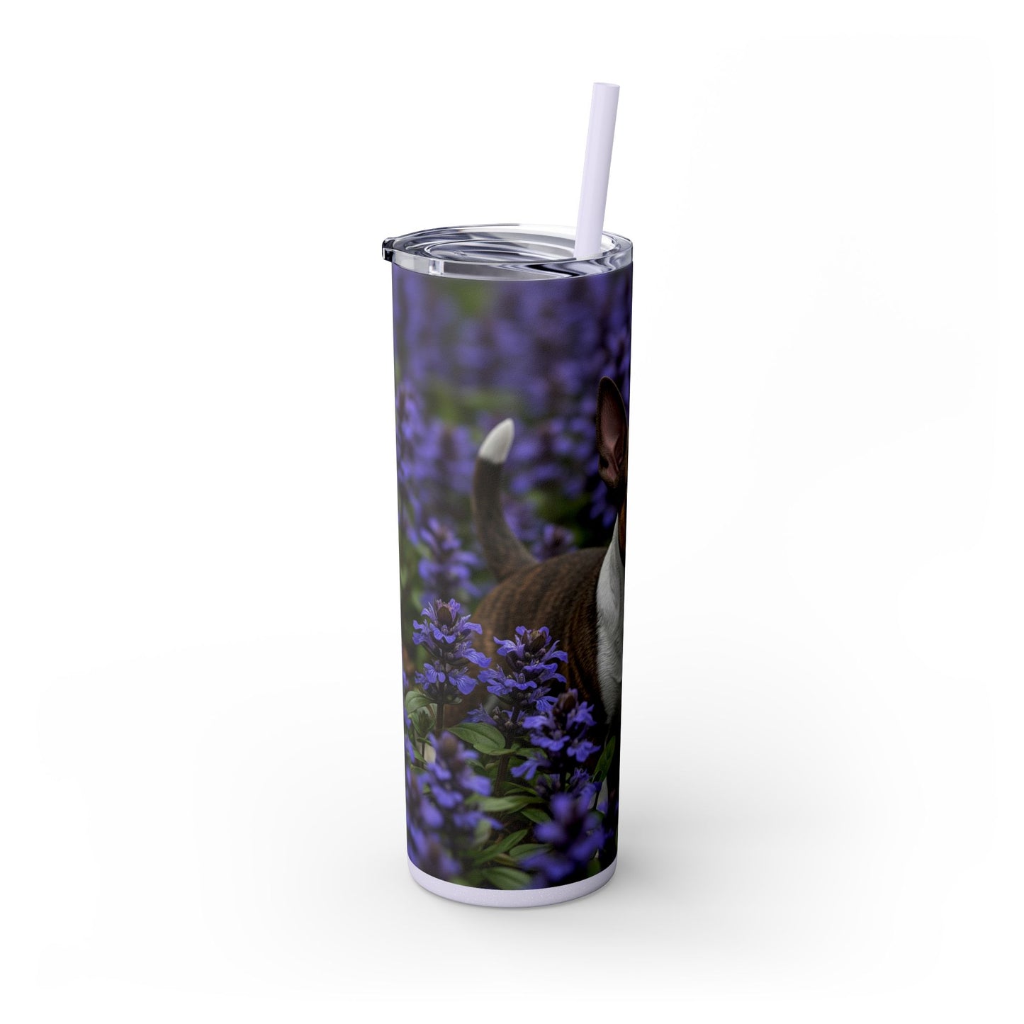 Miniature Bull Terrier Skinny Tumbler with Straw, 20oz