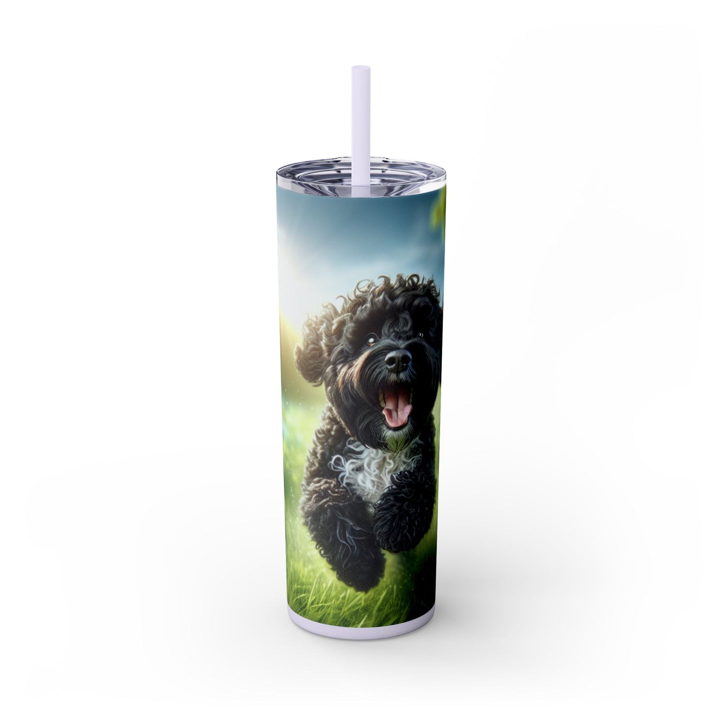 Portuguese Water Dog Skinny Tumbler with Straw, 20oz