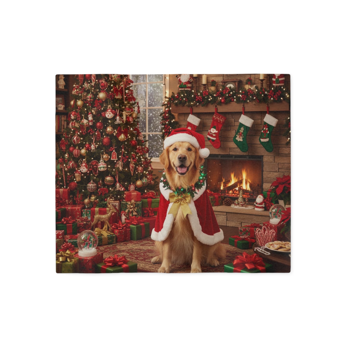 Golden Retriever Santa Blanket