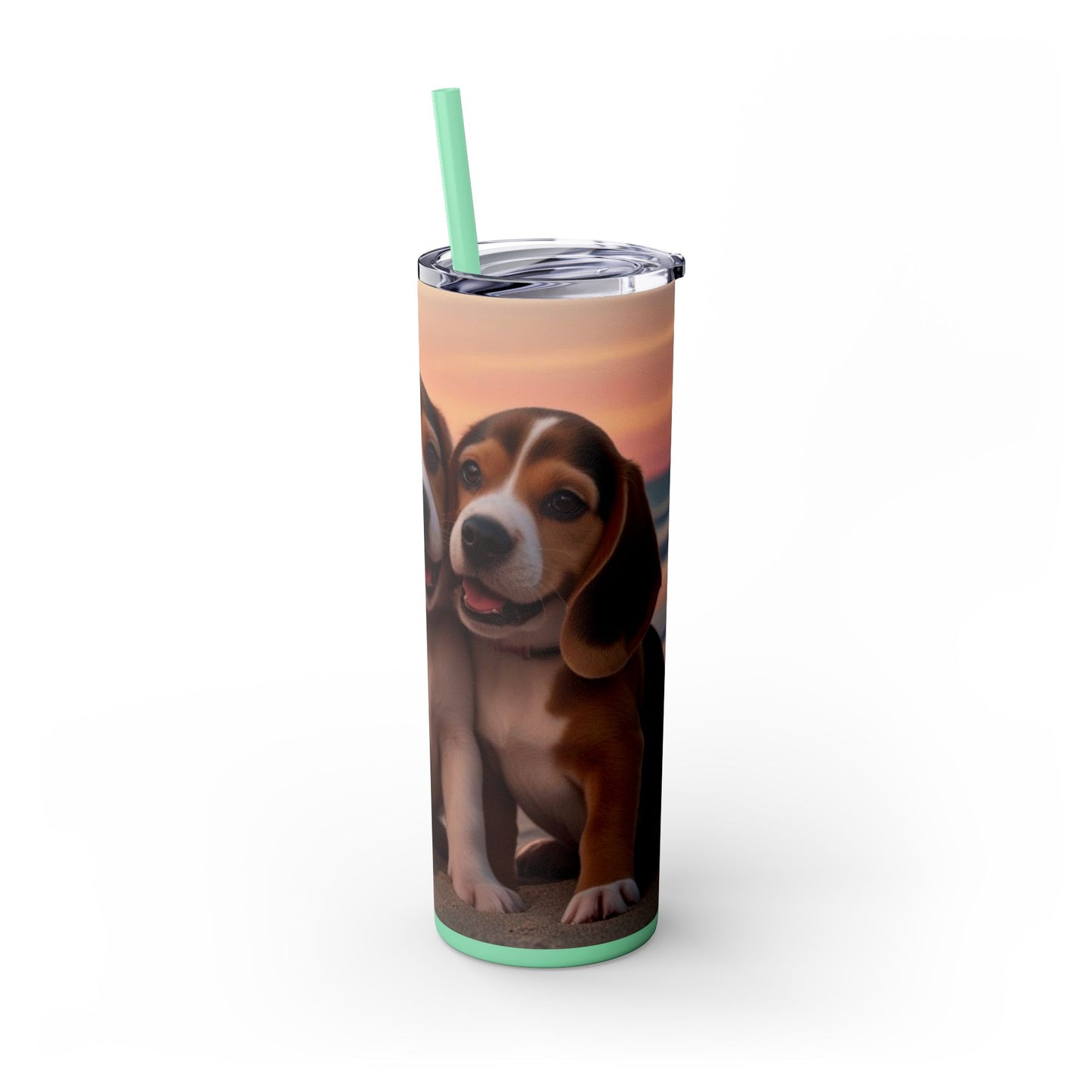 Beagle Love Skinny Tumbler with Straw, 20oz
