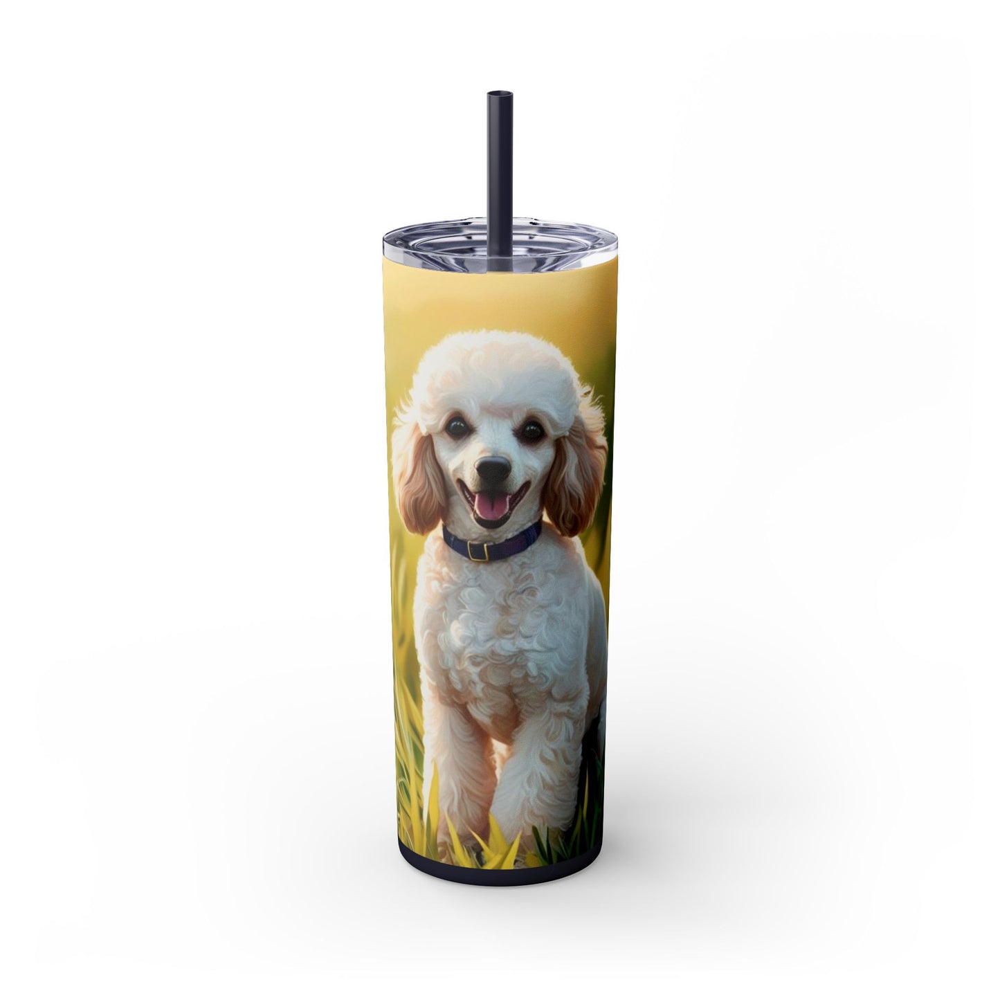 Miniature Poodle Skinny Tumbler with Straw, 20oz
