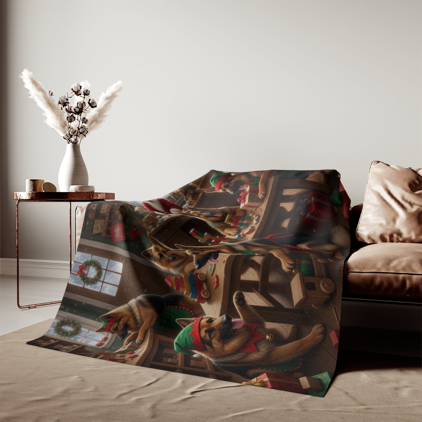 German Shepherd Holiday Workshop Blanket