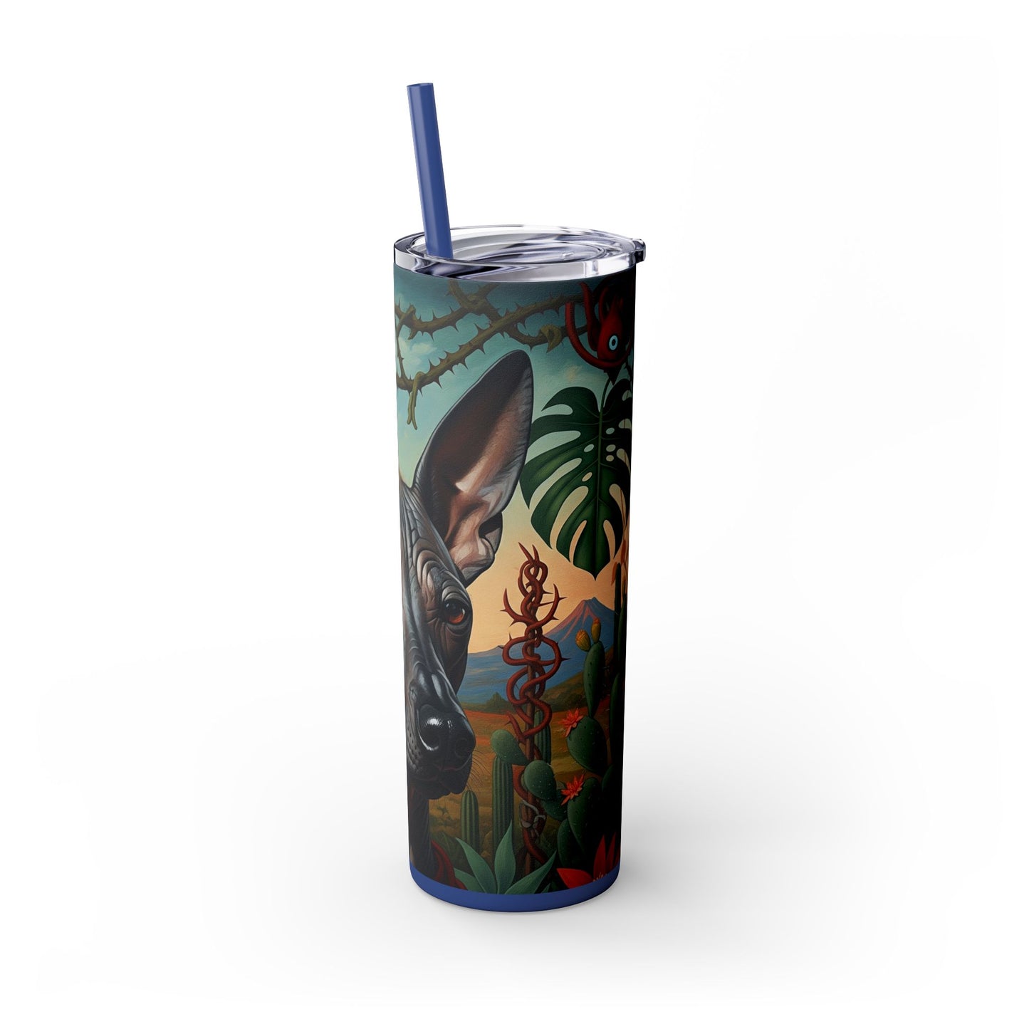 Xoloitzcuintli Skinny Tumbler with Straw, 20oz