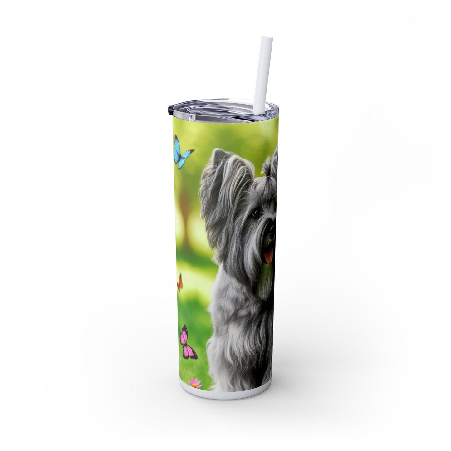 Skye Terrier Skinny Tumbler with Straw, 20oz