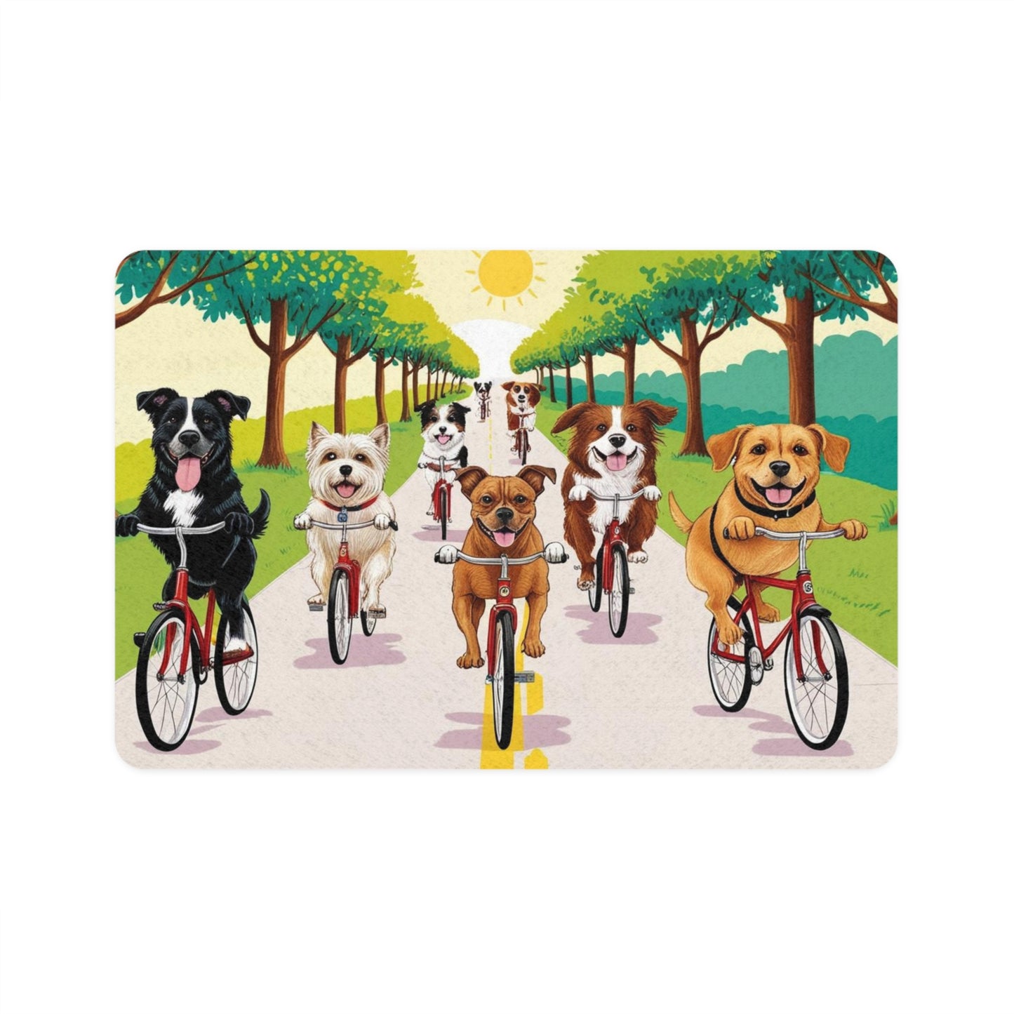 Pet Food Mat (12x18) - Bike Dogs