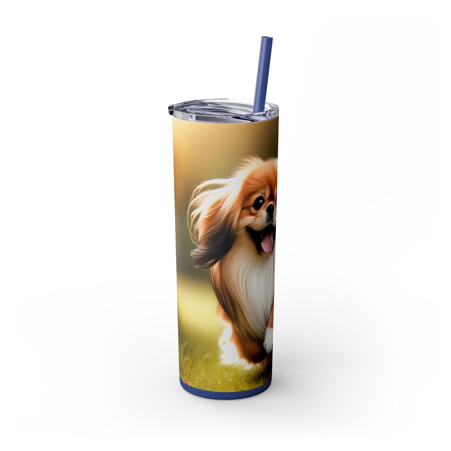Tibetan Spaniel Skinny Tumbler with Straw, 20oz