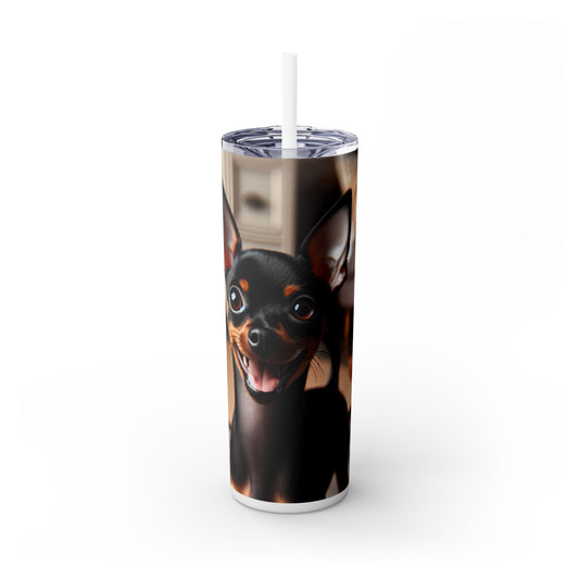 English Toy Terrier Tumbler with Straw, 20oz