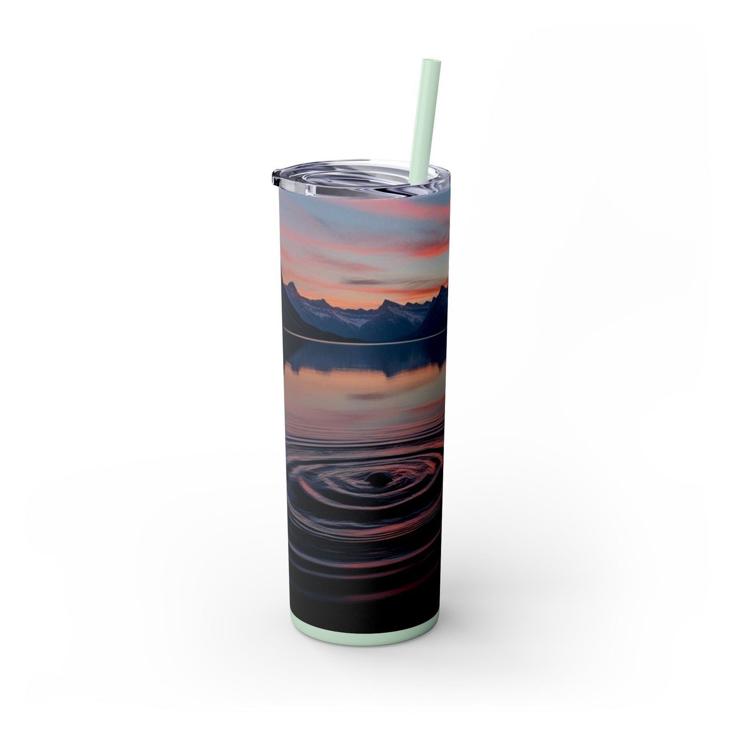 Ripple in a Mountain Lake Skinny Tumbler with Straw, 20oz