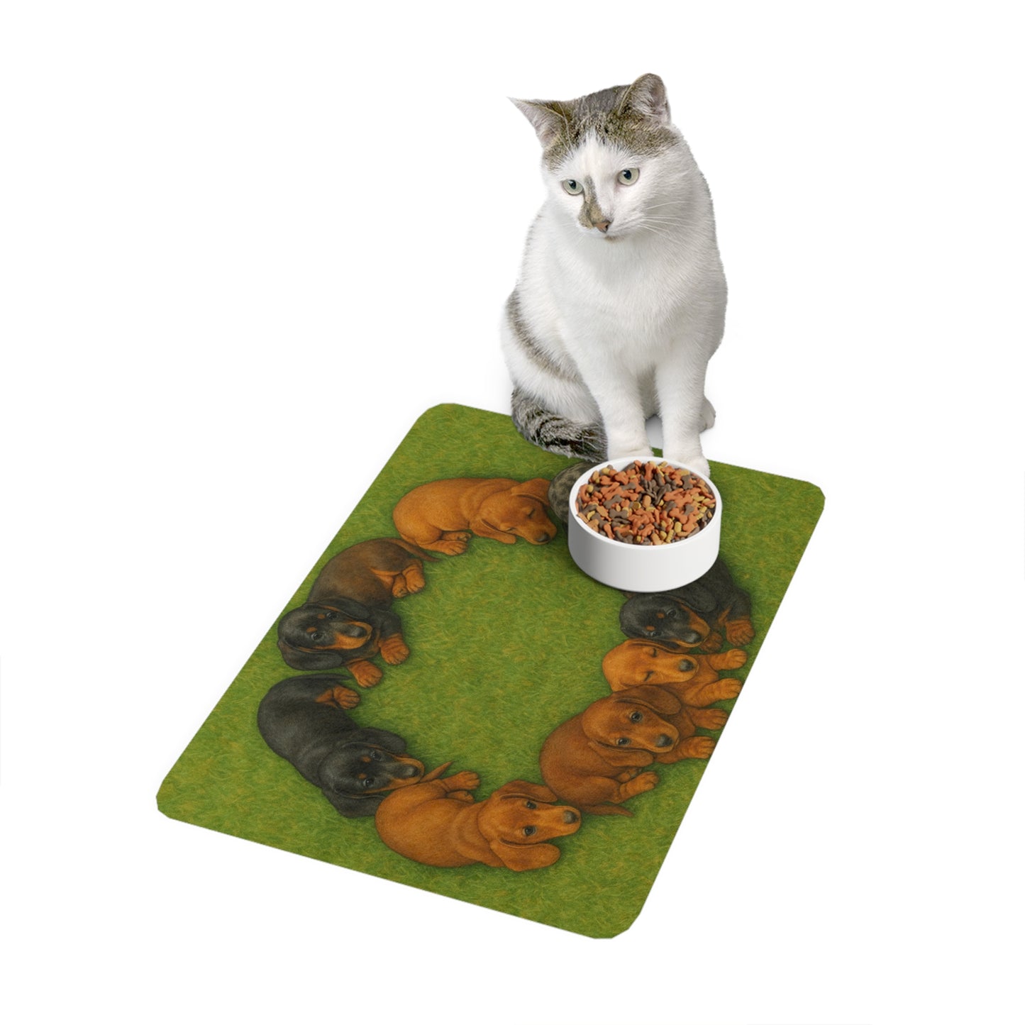 Tapis pour nourriture pour animaux (12x18) - Chiots teckels
