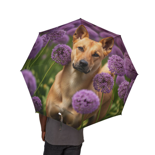 Canaan Dog Semi-Automatic Foldable Umbrella