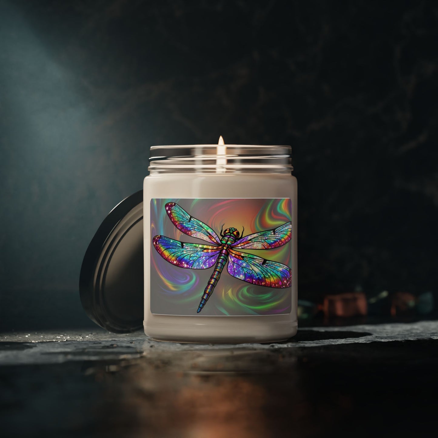 Glittery Psychedelic Dragonfly- Scented Soy Candle, 9oz