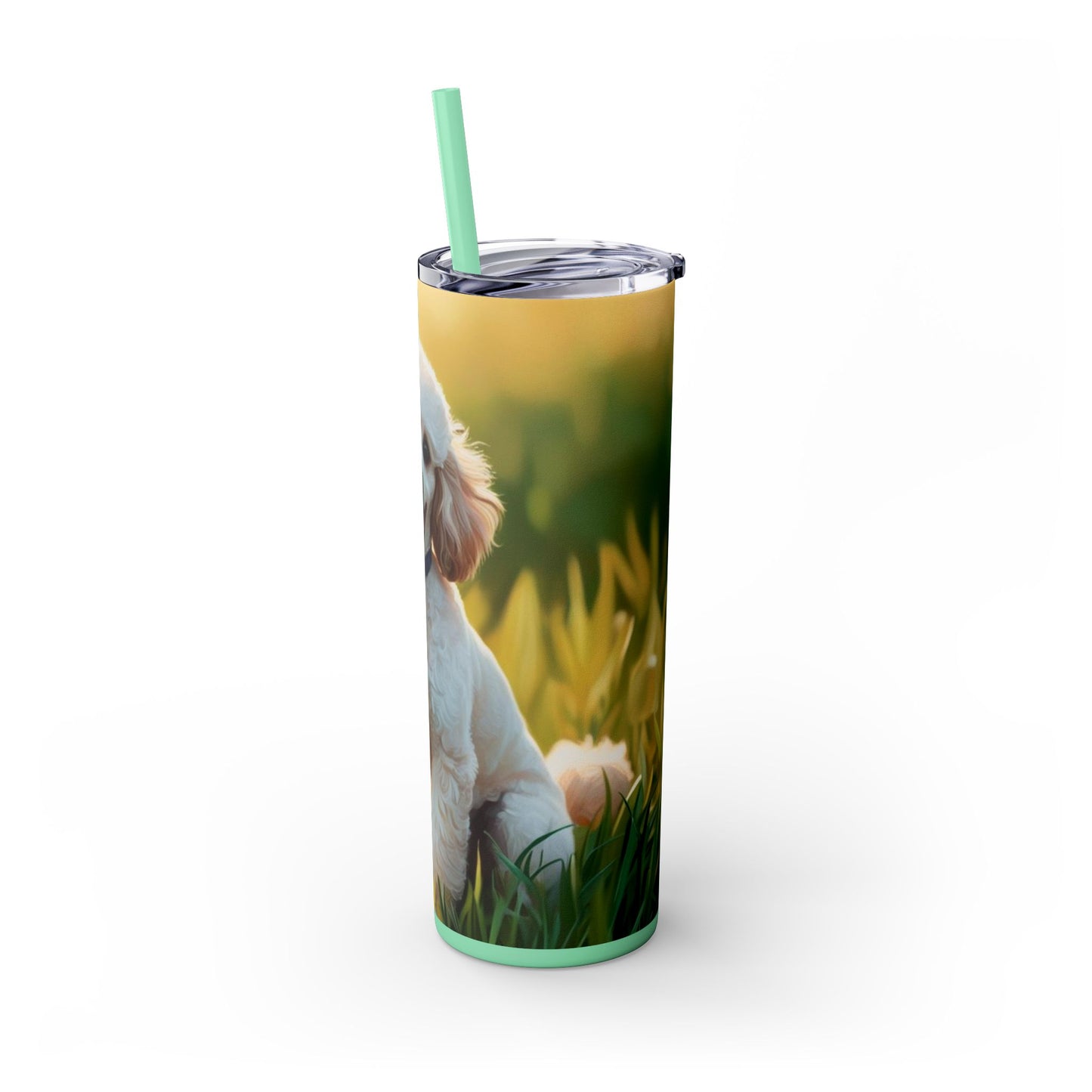 Miniature Poodle Skinny Tumbler with Straw, 20oz