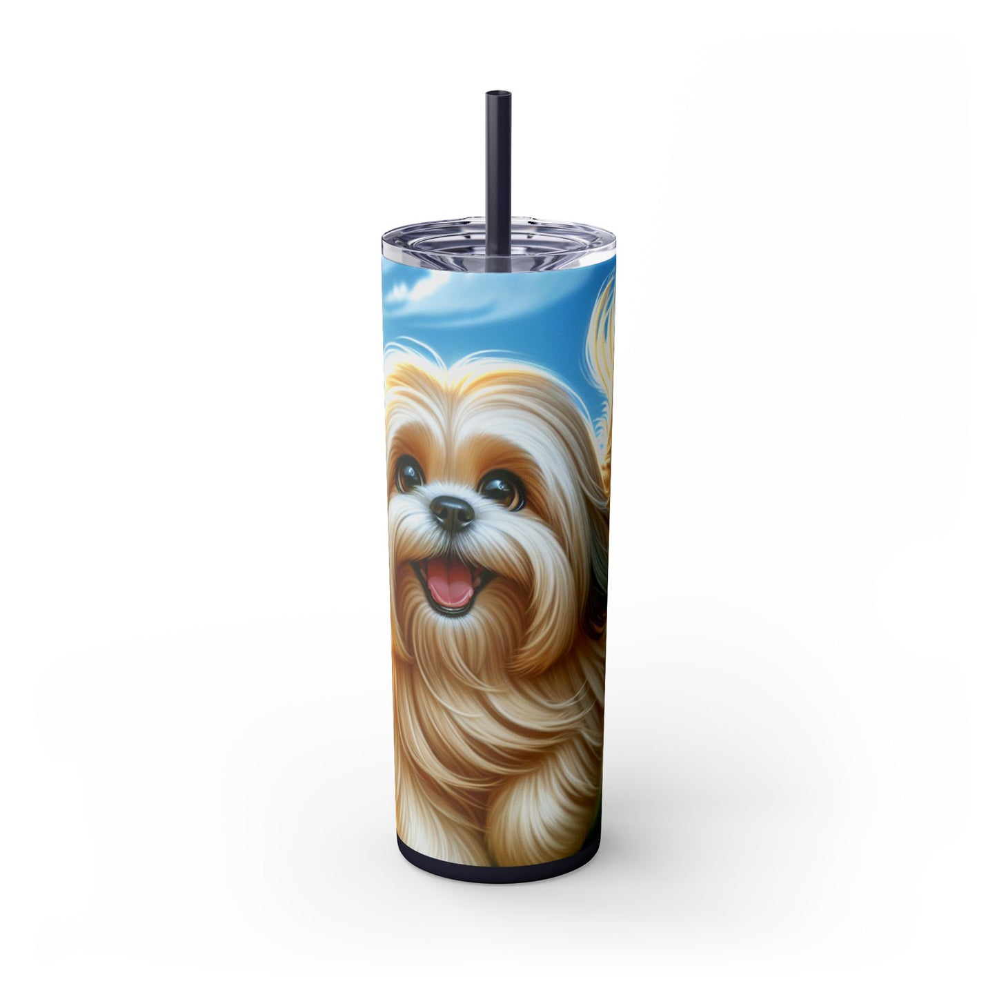 Lhasa Apso Skinny Tumbler with Straw, 20oz