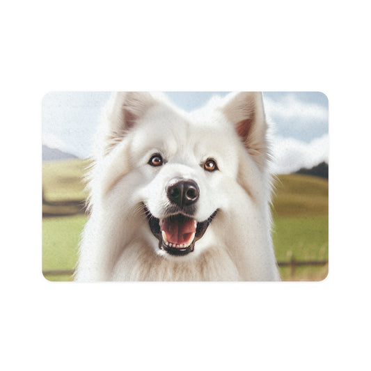 Pet Food Mat (12x18) - White Swiss Shepherd Dog