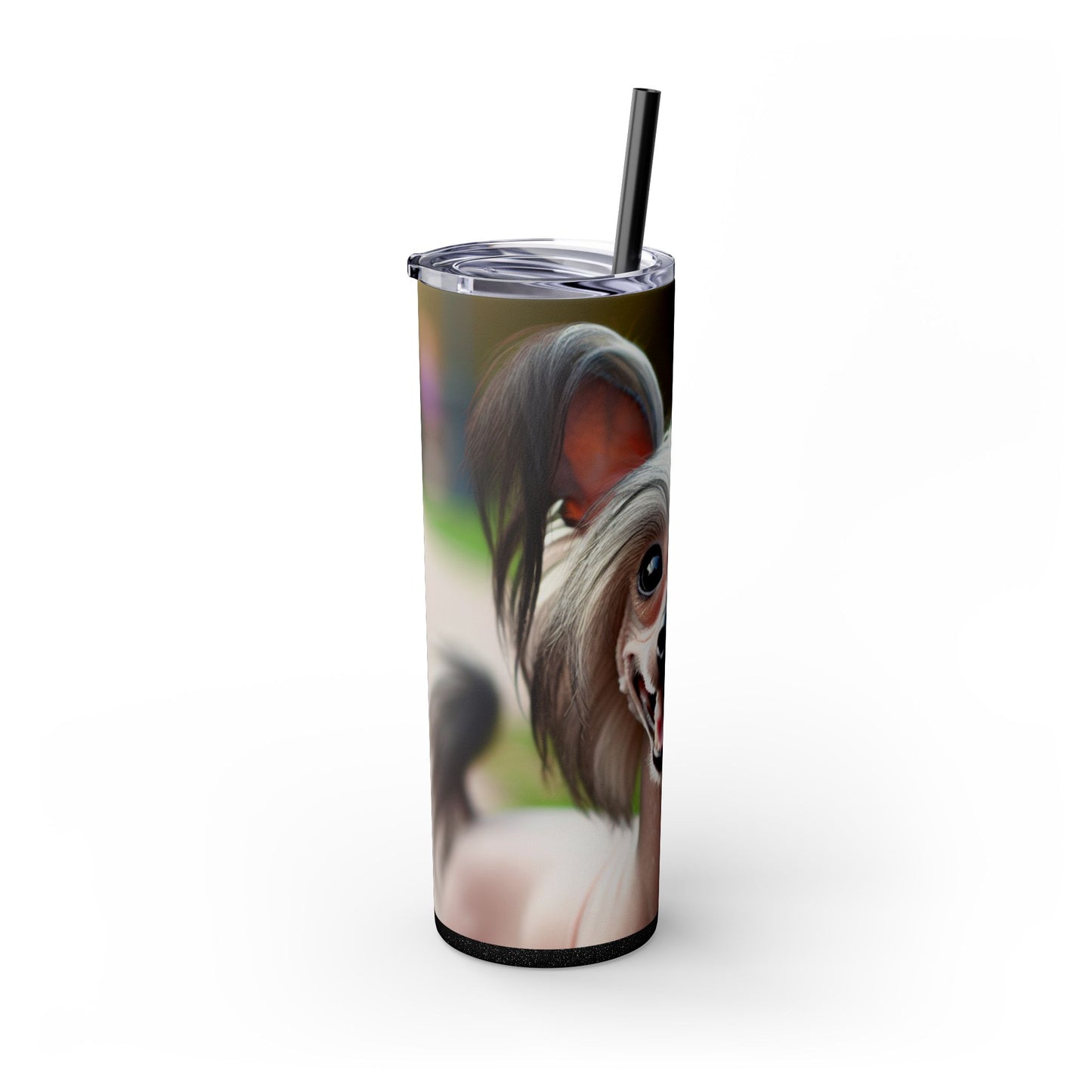 Gobelet isotherme à motif chien chinois à crête avec paille, 590 ml