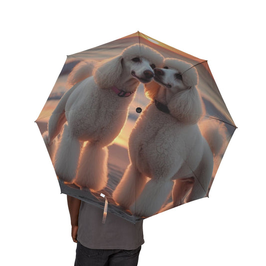 Poodle Love Semi-Automatic Foldable Umbrella