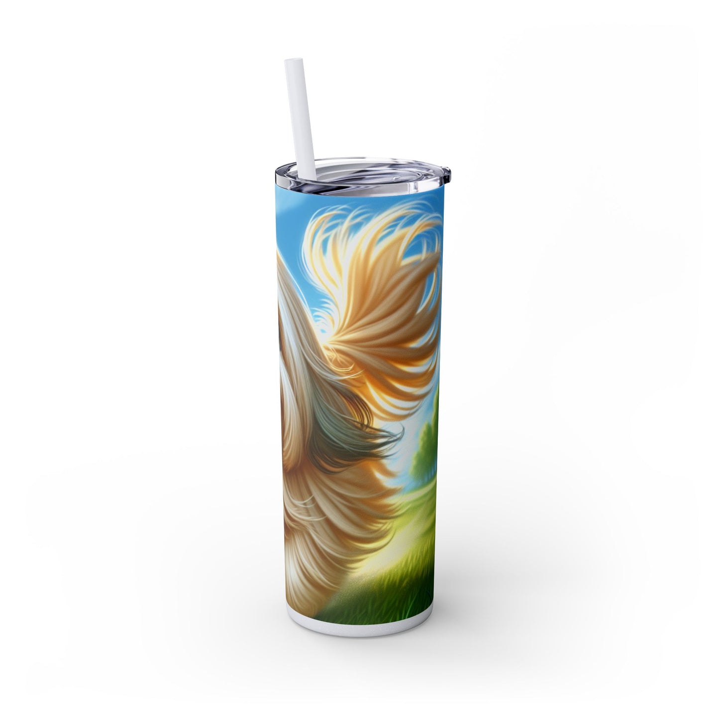 Lhasa Apso Skinny Tumbler with Straw, 20oz