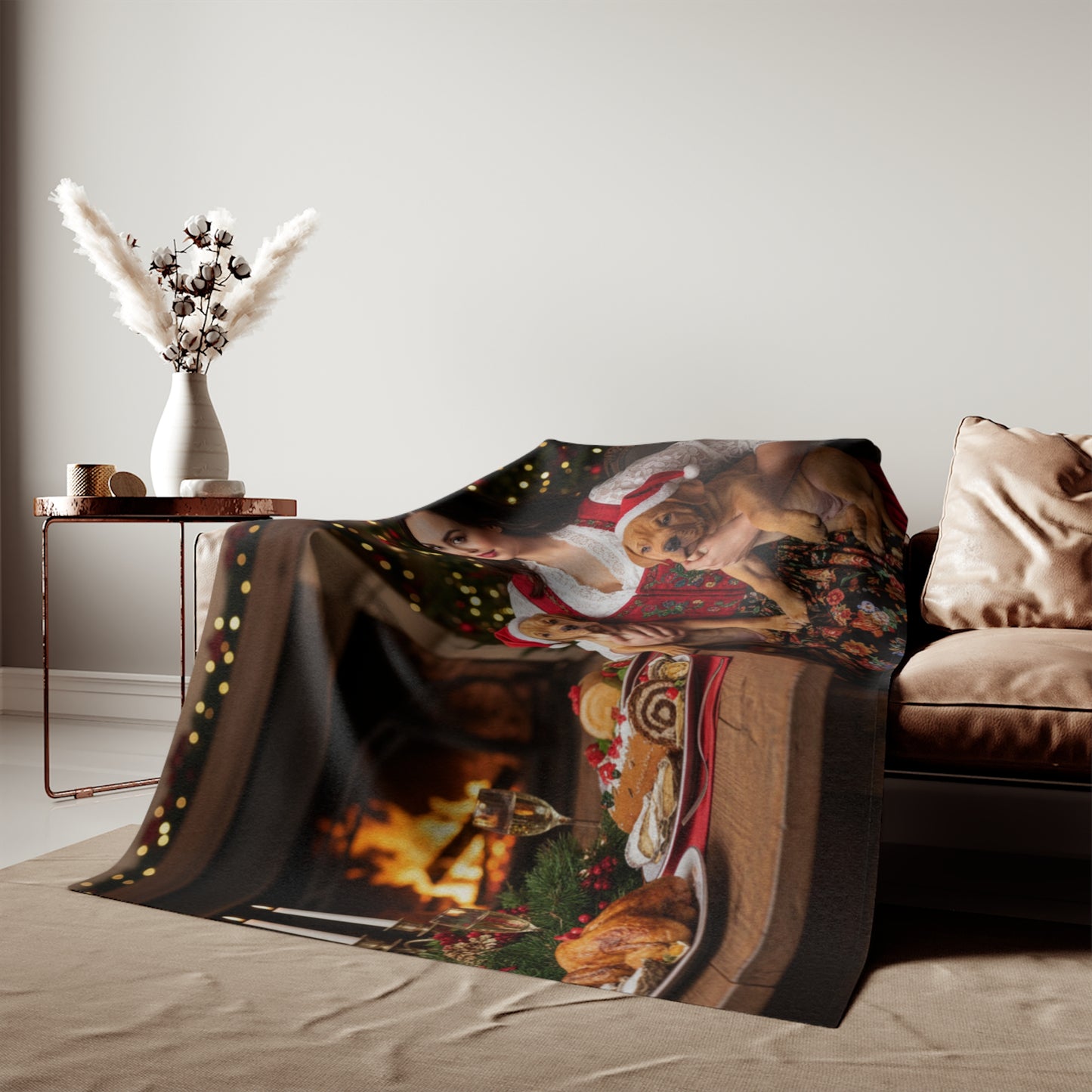 Holiday Fireplace Cozy Blanket