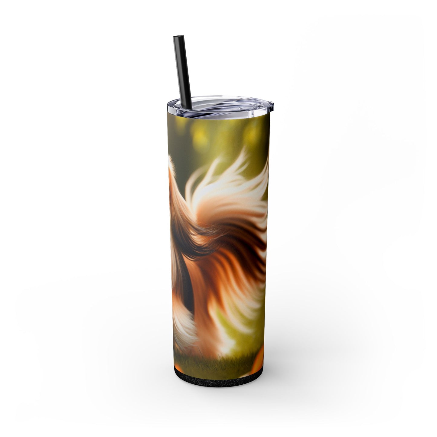 Tibetan Spaniel Skinny Tumbler with Straw, 20oz