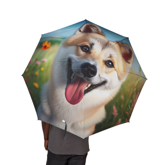 Canaan Dog Semi-Automatic Foldable Umbrella