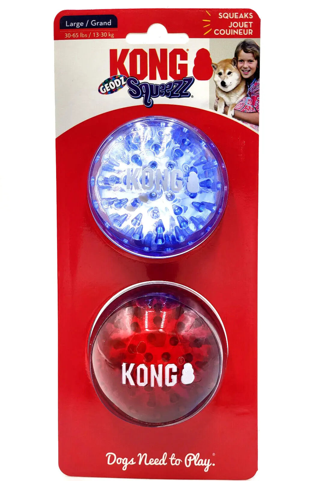 Kong Squeezz Geodz Balls - Juguete flotante para perros (2 unidades, 7,6 cm, colores variados)