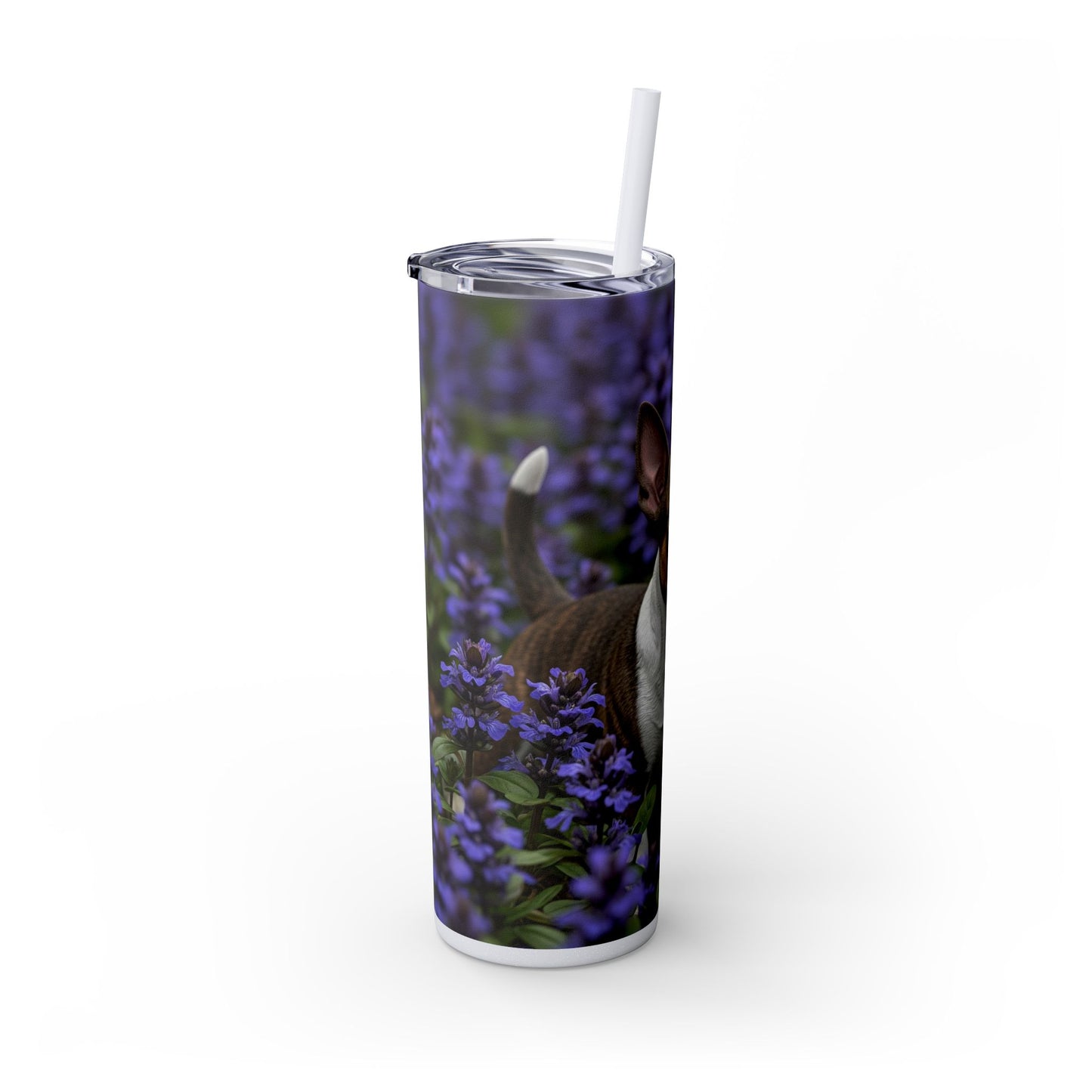 Miniature Bull Terrier Skinny Tumbler with Straw, 20oz
