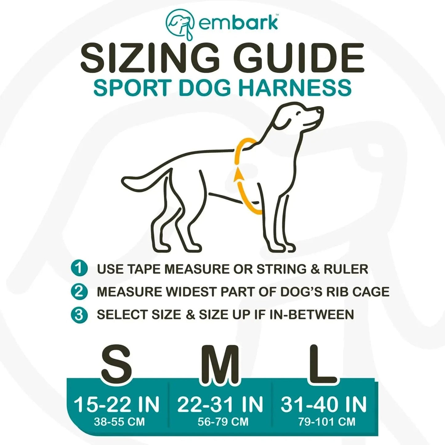 Harnais pour chien Embark Sports, harnais anti-traction pour grands chiens, léger et respirant - Facile à mettre et à enlever, idéal pour le dressage sans traction, taille ajustable, anti-étranglement avec poignée de contrôle. Gilet turquoise
