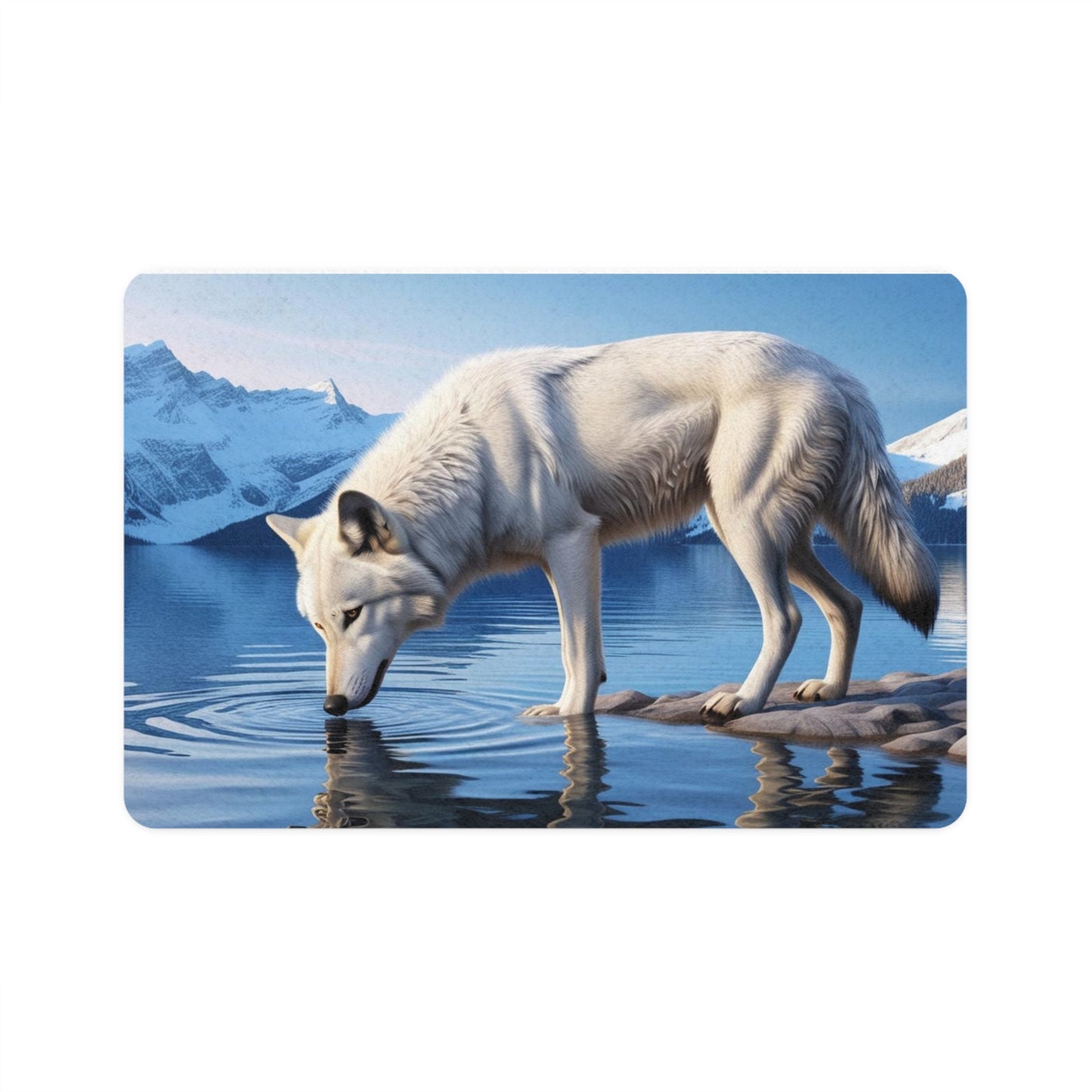 Pet Food Mat (12x18) - White Wolf