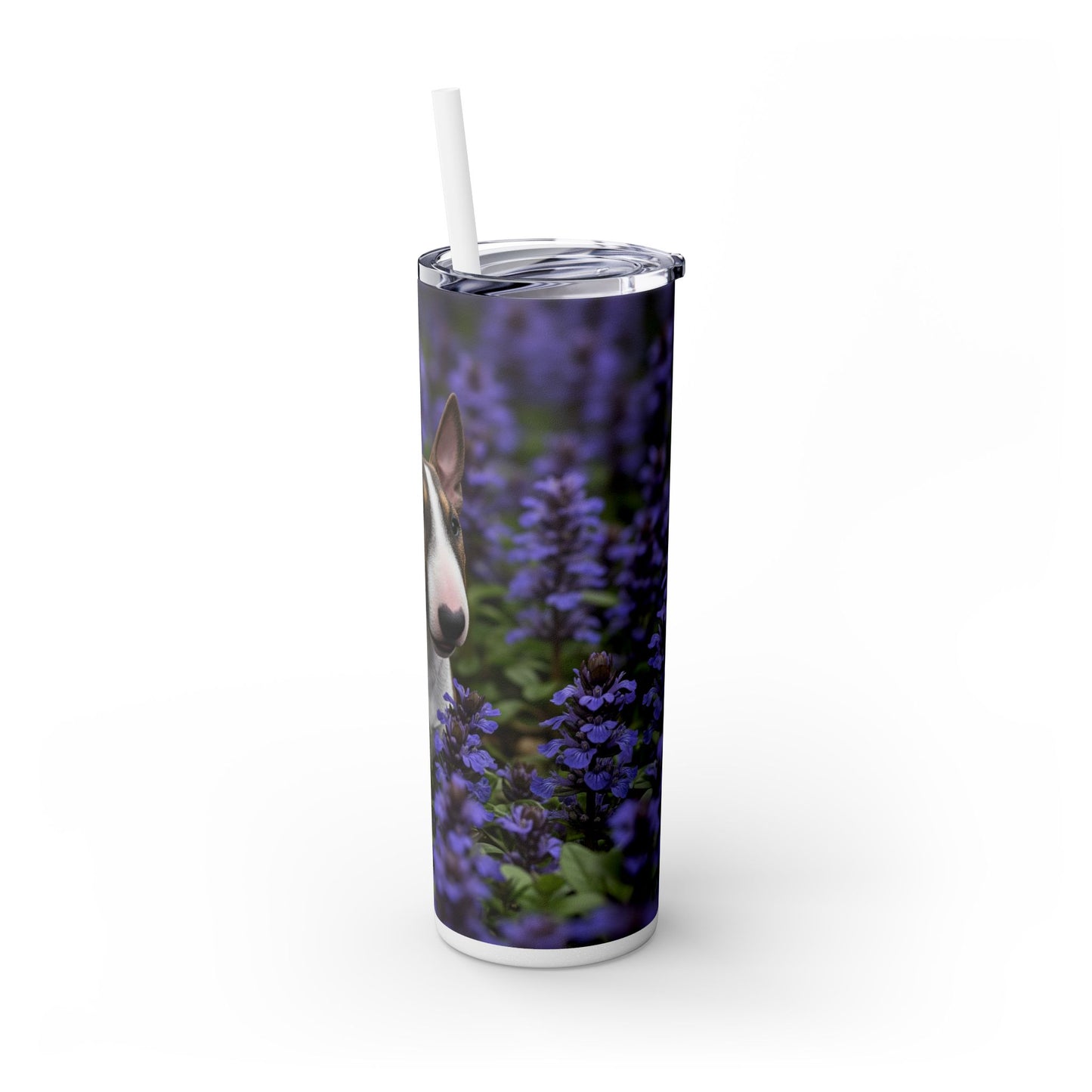 Miniature Bull Terrier Skinny Tumbler with Straw, 20oz