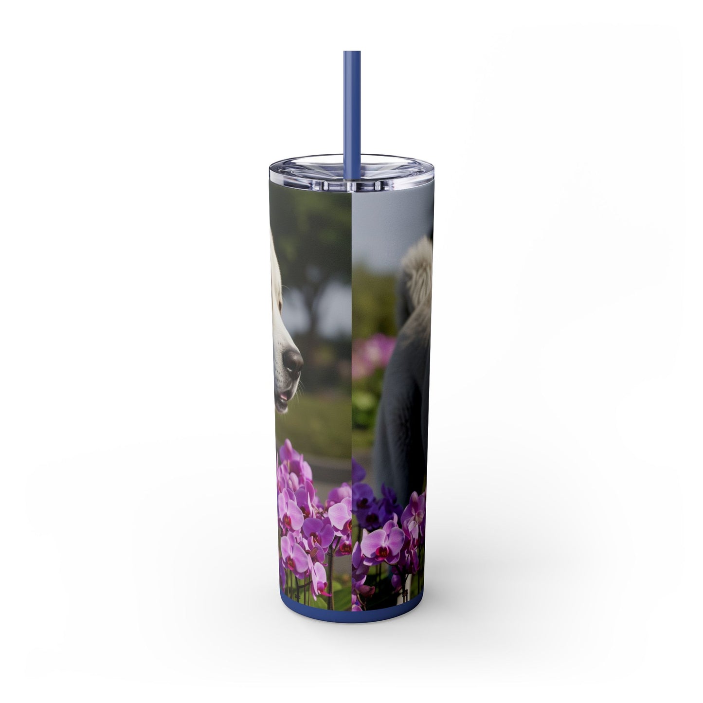 Gobelet isotherme avec paille, motif Berger du Caucase, 590 ml