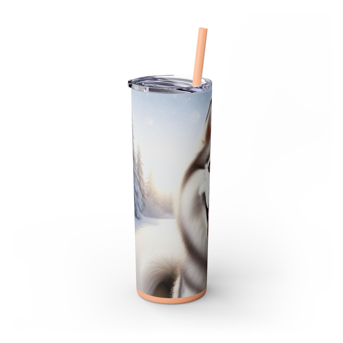 Siberian Husky Skinny Tumbler with Straw, 20oz
