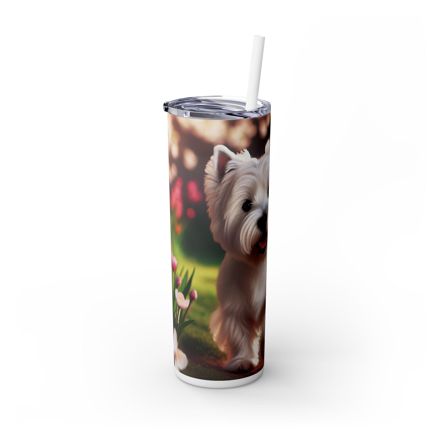 West Highland White Terrier Skinny Tumbler with Straw, 20oz