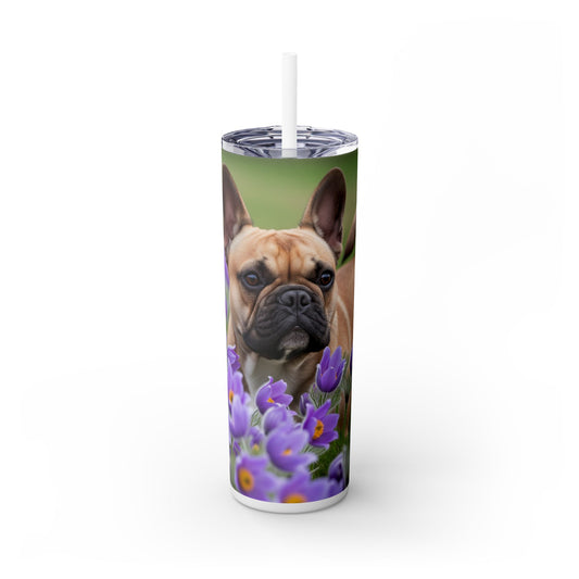 French Bulldog Skinny Tumbler with Straw, 20oz