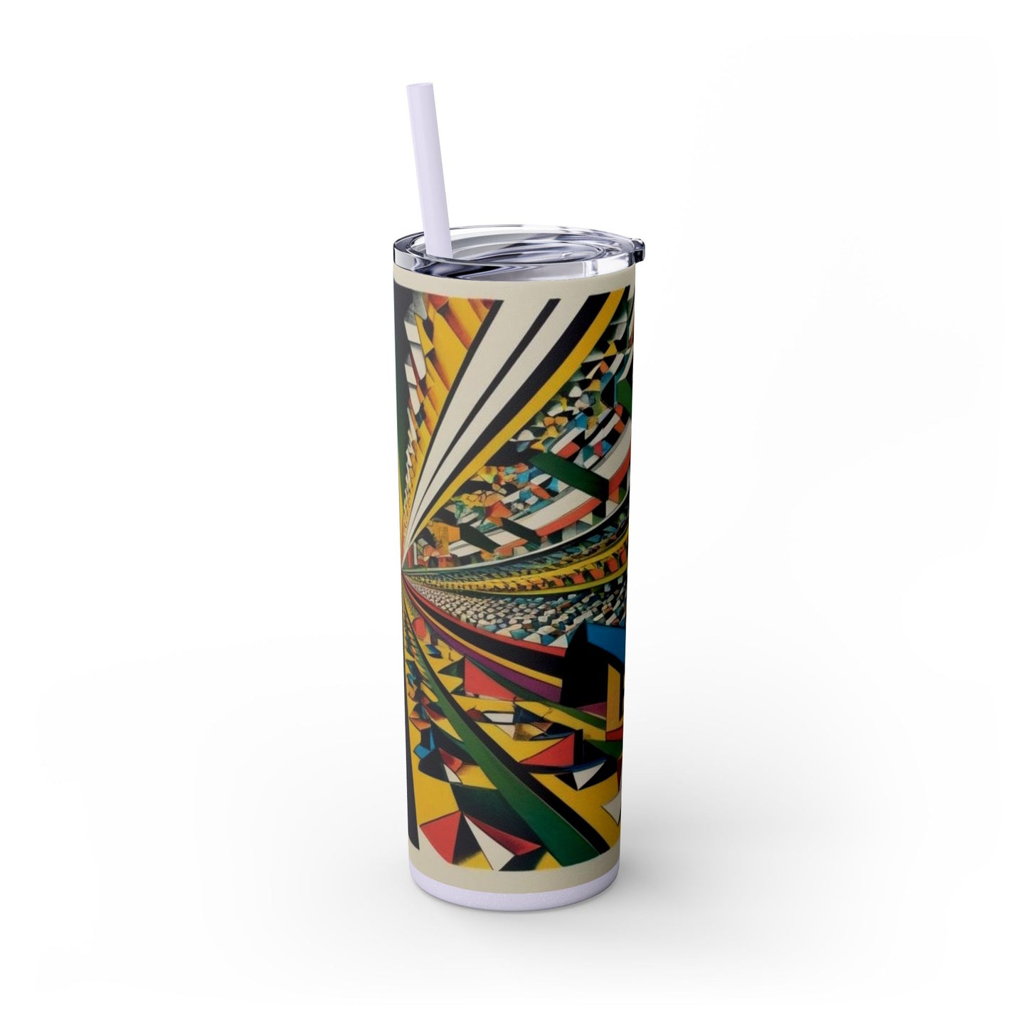 Optical Illusion Skinny Tumbler with Straw, 20oz