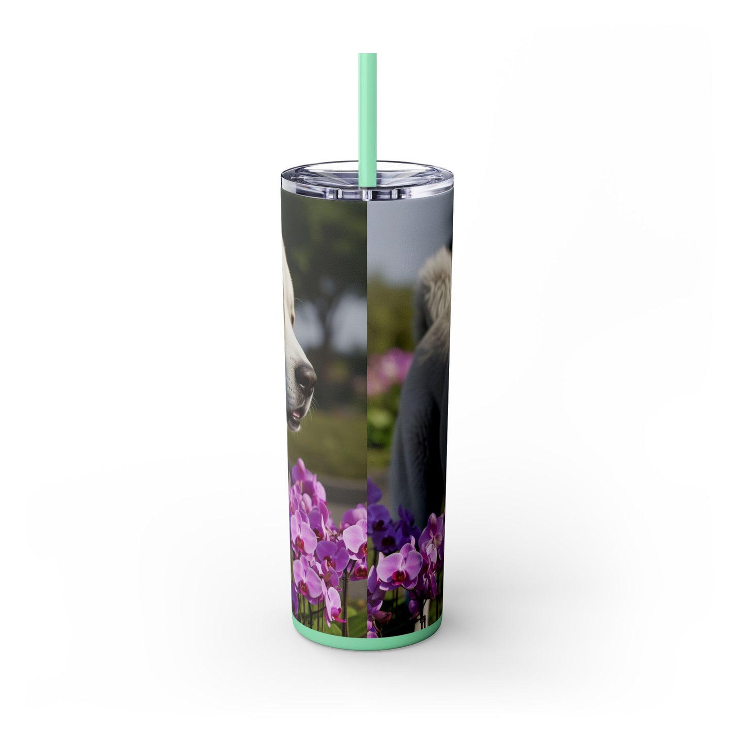 Gobelet isotherme avec paille, motif Berger du Caucase, 590 ml
