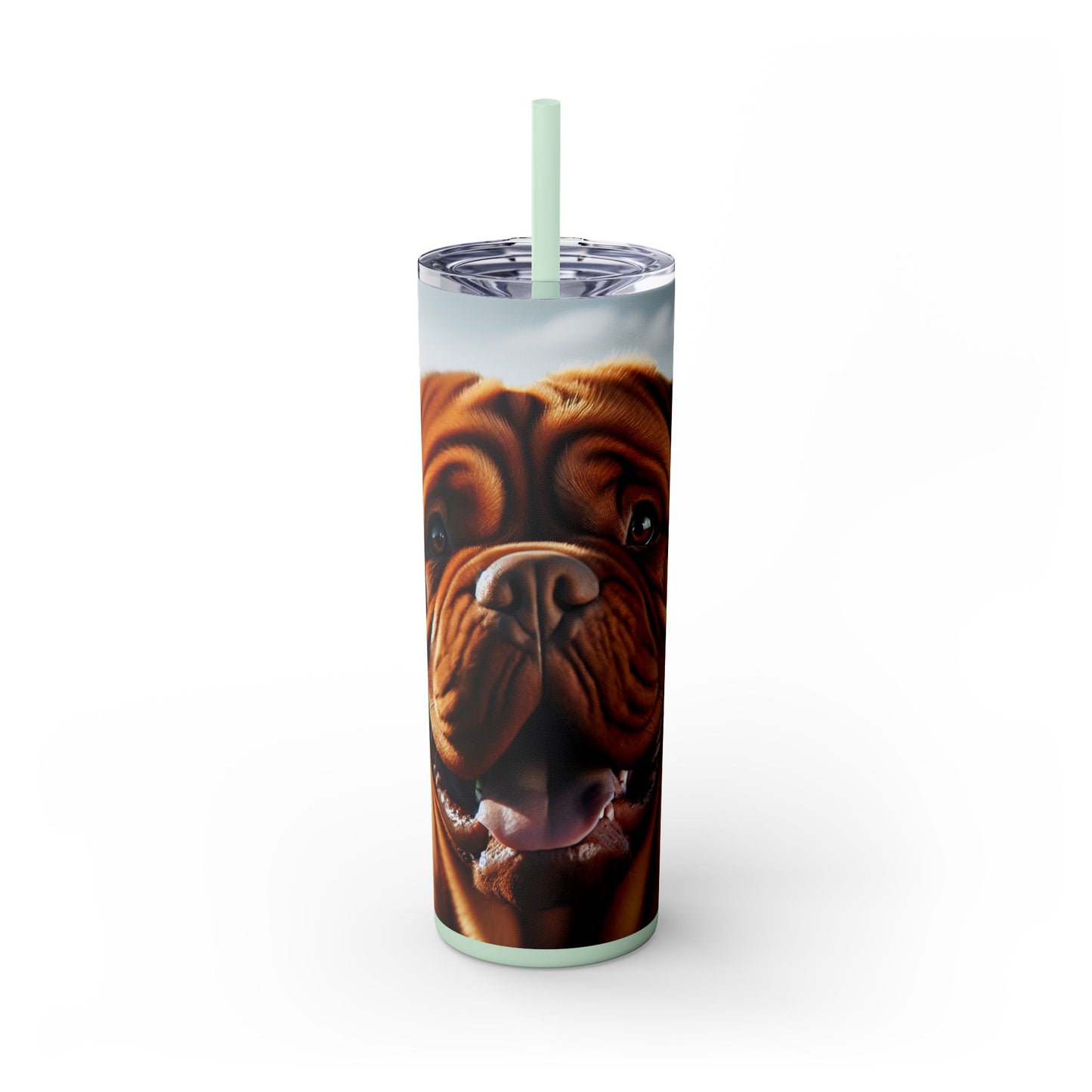 Dogue de Bordeaux Skinny Tumbler with Straw, 20oz