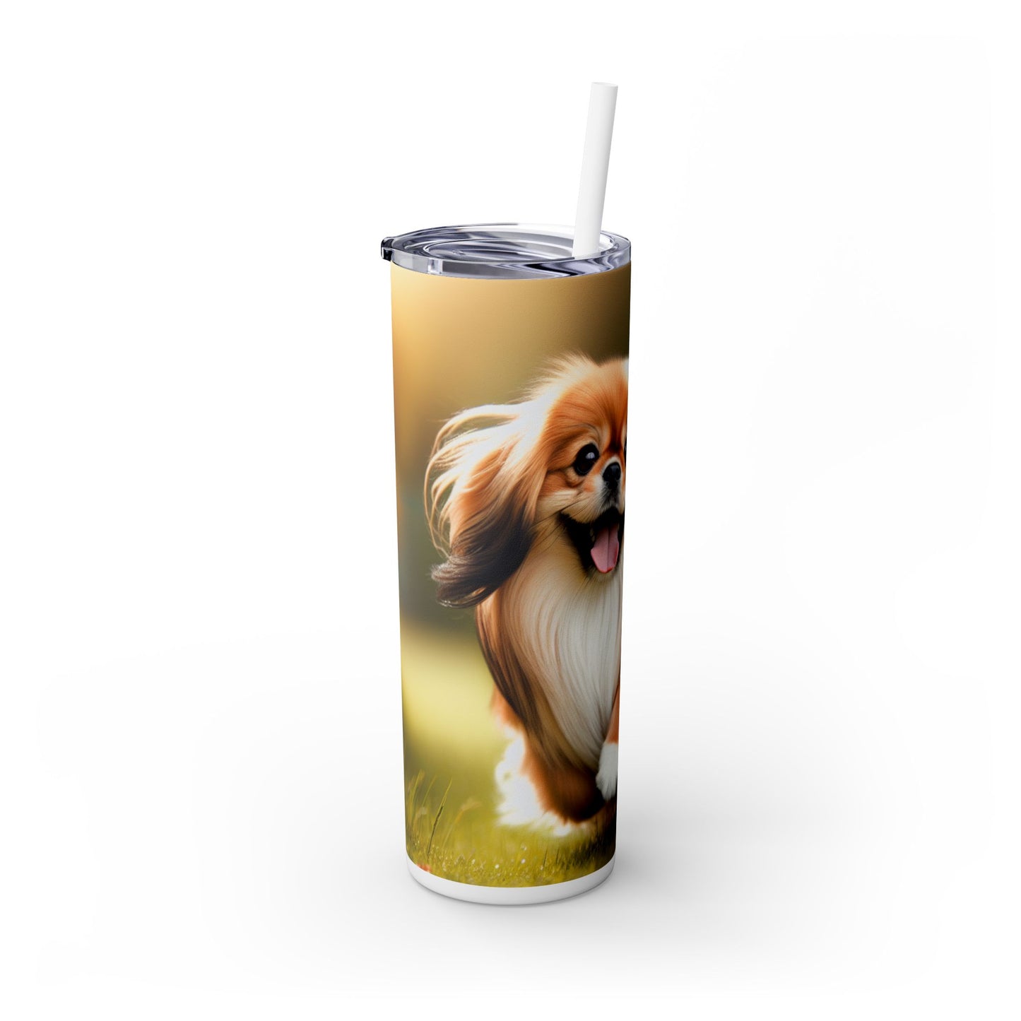 Tibetan Spaniel Skinny Tumbler with Straw, 20oz